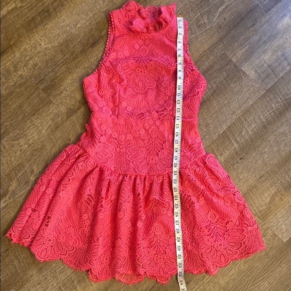 NWT Do+Be Pink Lace High Neck Open Back Dress Size M - Picture 7 of 11